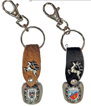 Schl. Anh. Glocke Fellband Hirsch silber-matt 9x3cm